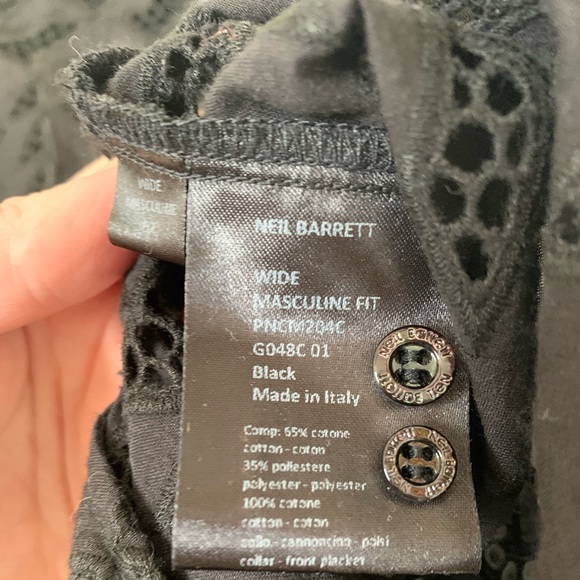 NEIL BARRETT Black Cotton Lace Tunic Top - S - Picture 10 of 16